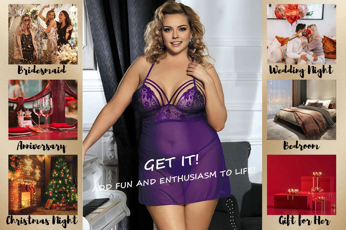 Women Plus Size Seduce Midnight Purple Springtime Babydoll